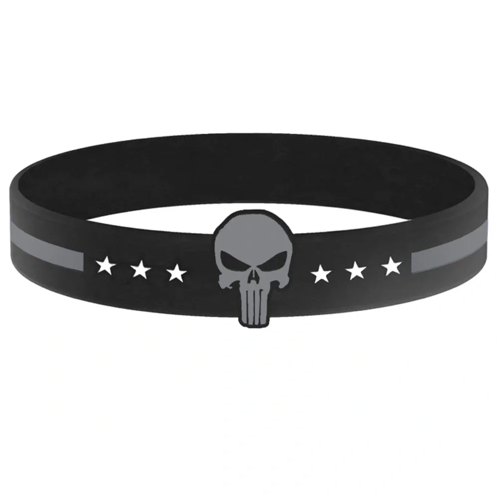 Punisher Thin Silver Gray Line Bracelet Wristband Correctional Officers